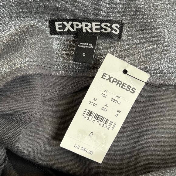 Express Silver Sparkle Stretchy Micro Mini Skirt NWT Size 0 - Picture 3 of 6